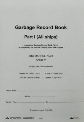 New Garbage Record Book requirements for vessels below 400 GT per 1st of May 2024.